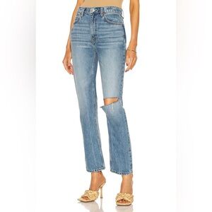 Re/Done 70s straight jeans in daring indigo w/ rips